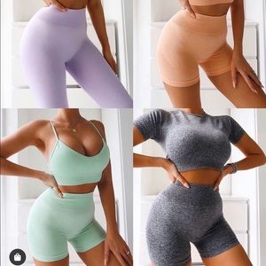 Oh Polly/Bo+Tee mint green and peach gym shorts